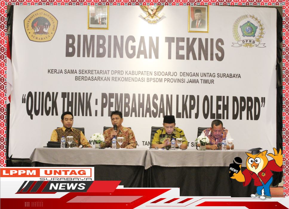 Ketua LPPM Untag Surabaya memberikan Sambutan dalam Bimbingan Teknis DPRD Kabupaten Sidoarjo