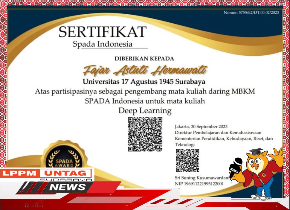 Proficiat salah satu Mata Kuliah (Deep Learning) dosen Untag Surabaya