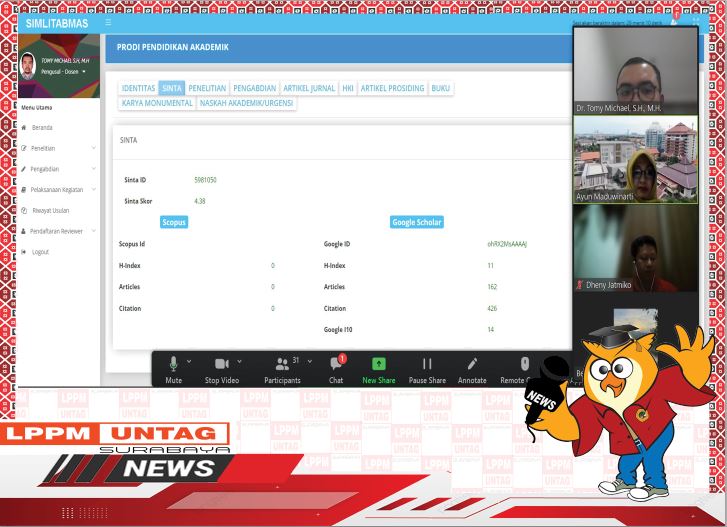 Pemaparan dalam penyusunan update laman simlitabmas untuk Proposal Penelitian dan Pengabdian Kepada Masyarakat