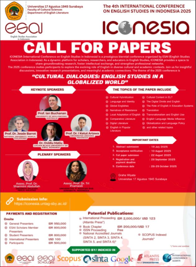 The 4th International Conference on English Studies in Indonesia (ICONESIA) invites scholars, researchers, and educators to explore 