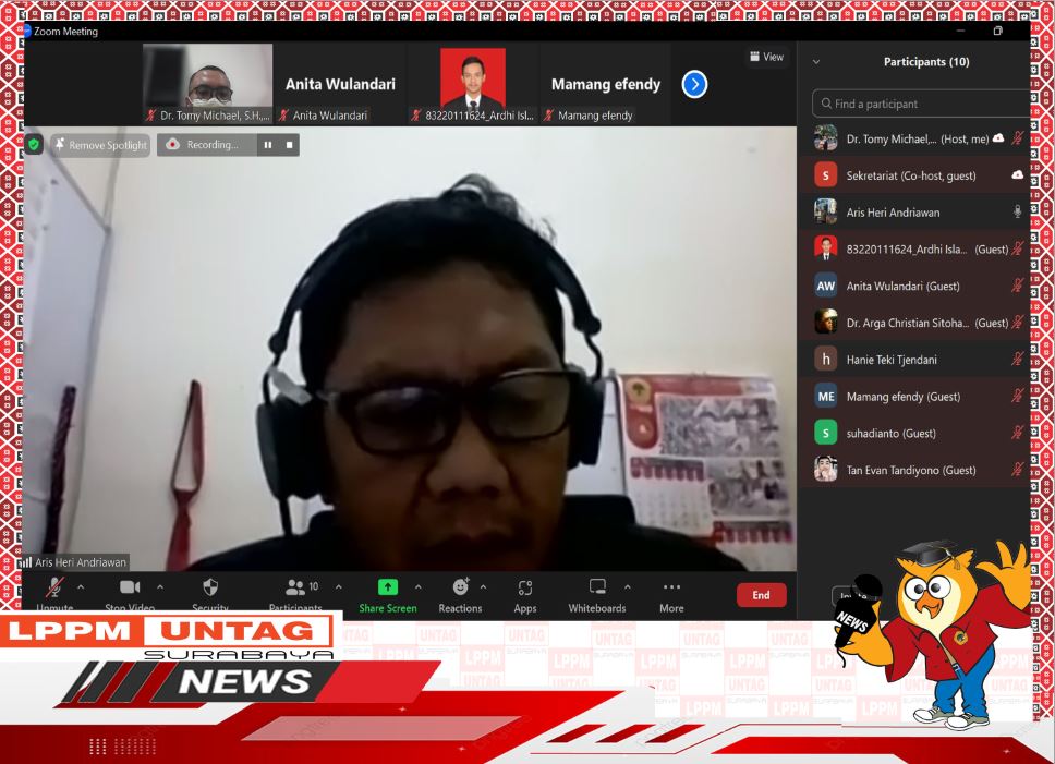 Ketua LPPM Untag Surabaya memberikan sambutan dalam Penyegaran Ulang Jurnal secara daring