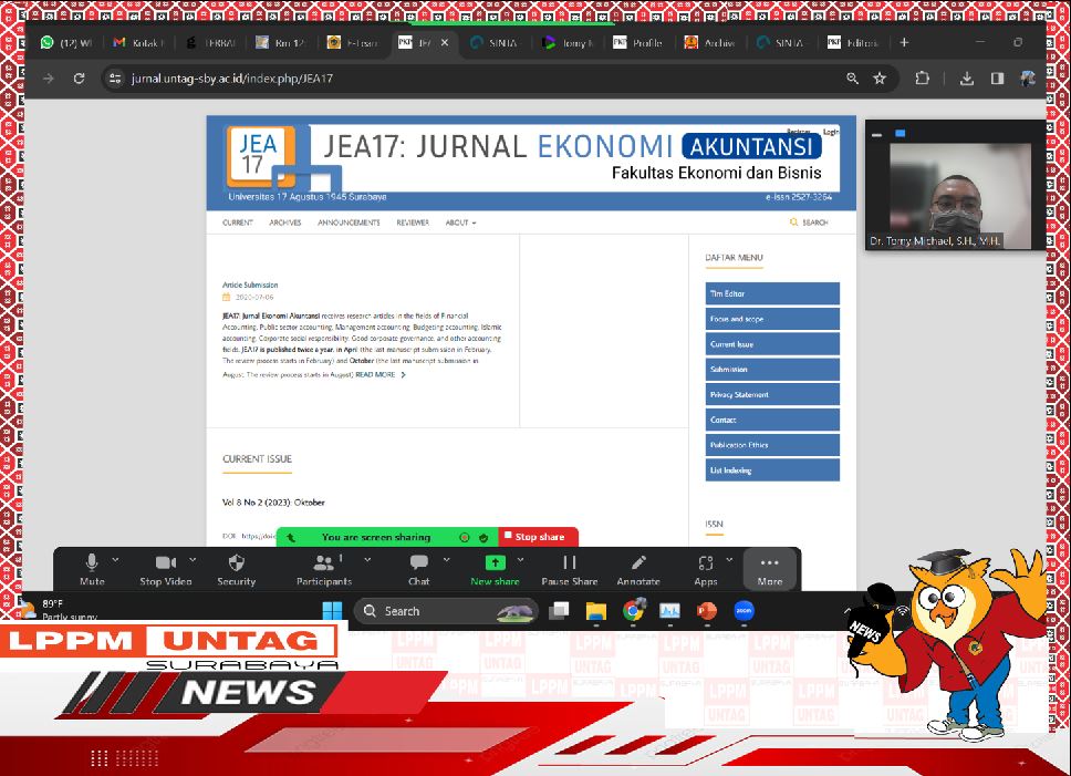 Dosen FH Untag Surabaya melakukan pendampingan Akreditasi pada JEA17: Jurnal Ekonomi Akuntansi