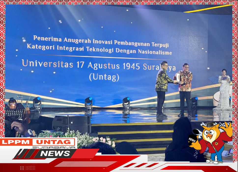 Untag Surabaya menerima Anugerah Inovasi Pembangunan Terpuji Kategori Integrasi Teknologi Dengan Nasionalisme dari DetikJatim