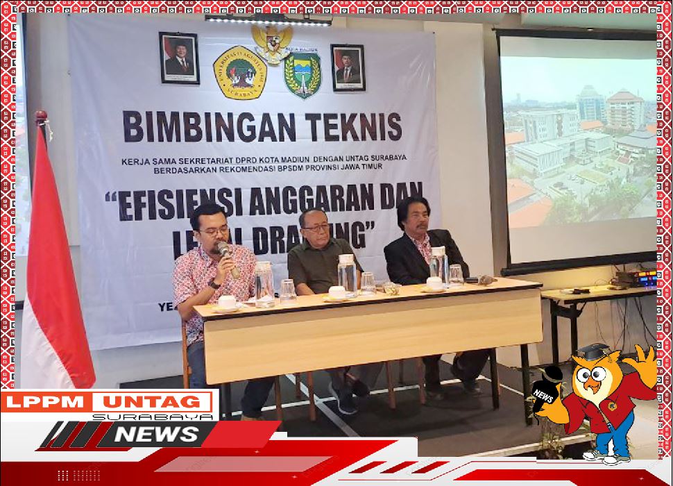 Kepala Pusat Publikasi Dan Kekayaan Intelektual LPPM Untag Surabaya memberikan Sambutan dalam Bimtek Kerja Sama Sekretariat DPRD Kota Madiun