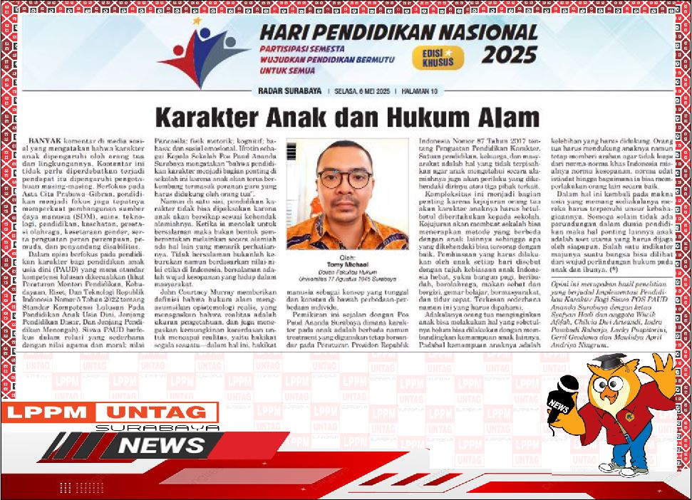 Opini Dosen Fakultas Hukum Untag Surabaya