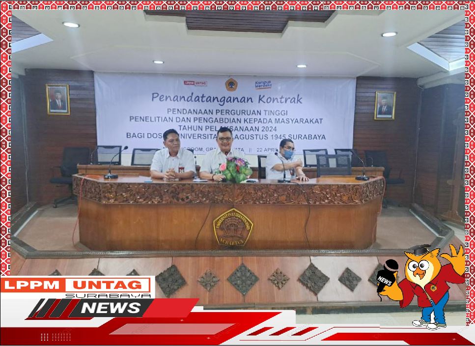 Rektor Untag Surabaya memberikan Sambutan dalam Penandatanganan Kontrak Pendanaan Perguruan Tinggi