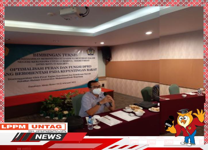 Kepala Pusat Publikasi Dan HKI Universitas 17 Agustus 1945 Surabaya Tomy Michael menjadi Moderator dalam Bimbingan Teknis DPRD Kota Surakarta di Hotel