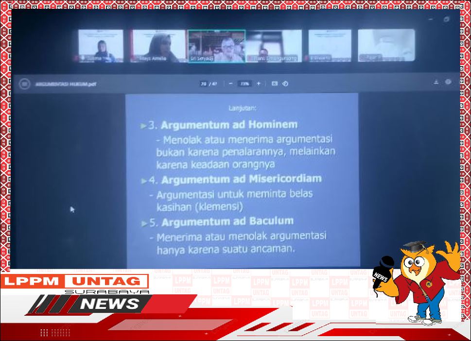 Dosen FH Untag Surabaya Sri Setiadji memberikan Materi PKPA Untag Surabaya