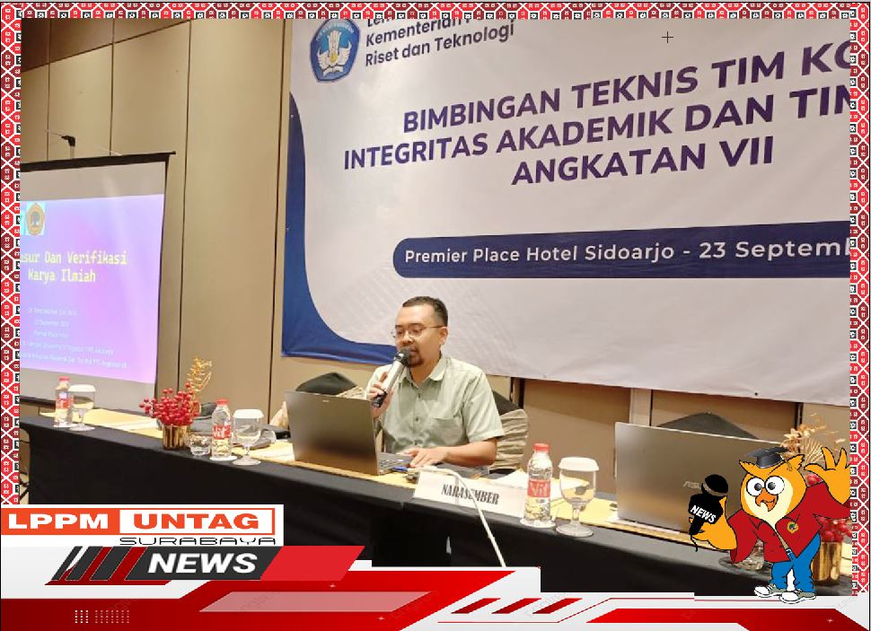 Dosen FH Untag Surabaya menjadi Narasumber dalam Bimtek Tim Komite Integritas Akademik Dan Tim PAK PTS Angkatan VII