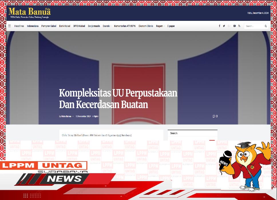 Opini Kepala Pusat Publikasi Dan Kekayaan Intelektual LPPM Untag Surabaya