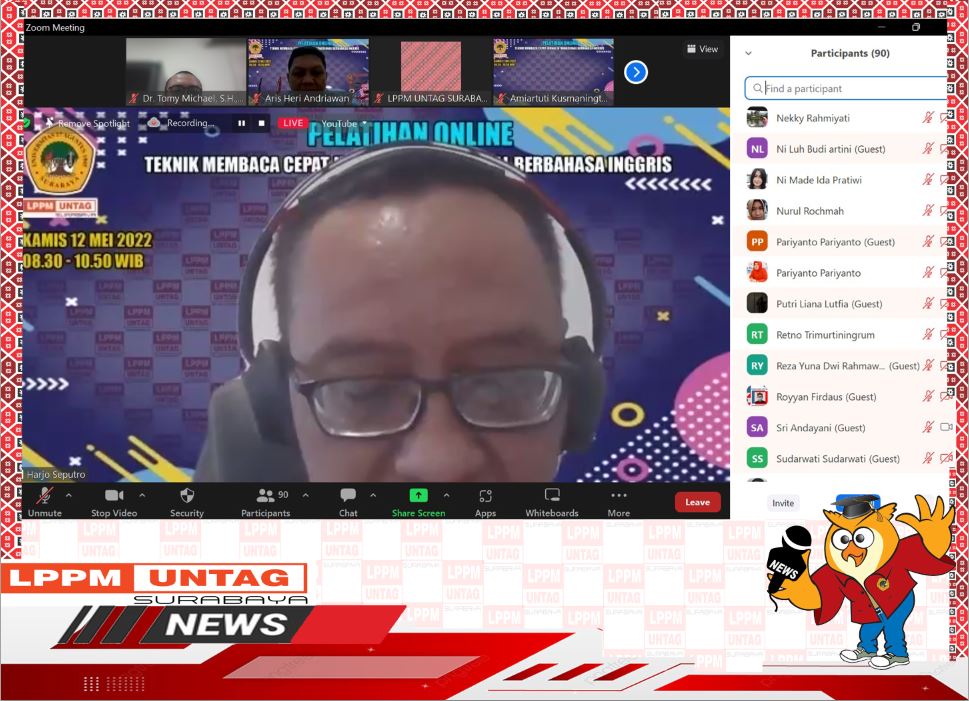Harjo Seputro, S.T., M.T. (Warek 1 Universitas 17 Agustus 1945 Surabaya) membuka di acara Pelatihan Online