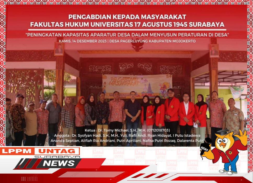 Kepala Pusat Publikasi dan Kekayaan Intelektual LPPM Untag Surabaya dan Mahasiswa FH Untag Surabaya melakukan PkM