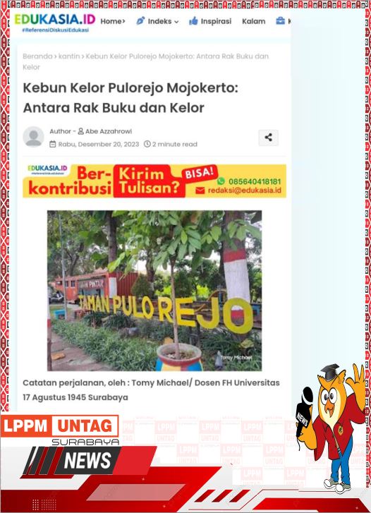 Karya Kepala Pusat Publikasi Dan Kekayaan Intelektual LPPM Untag Surabaya menghasilkan Opini yang dimuat dalam  EDUKASIA.ID