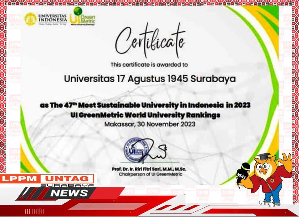 Universitas 17 Agustus 1945 Surabaya peringkat 47 UIGreenMetric World University Rangkings