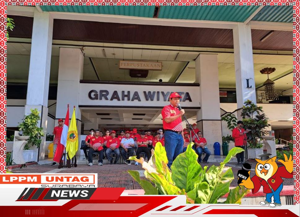 Ketua LPPM Untag Surabaya memberikan Sambutan dalam Pemberangkatan KKN Reguler