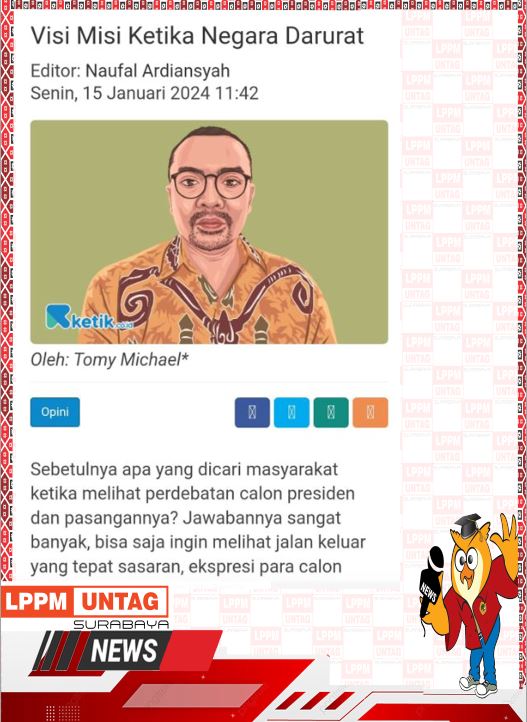 Tulisan Kepala Pusat Publikasi Dan Kekayaan Intelektual LPPM Untag Surabaya