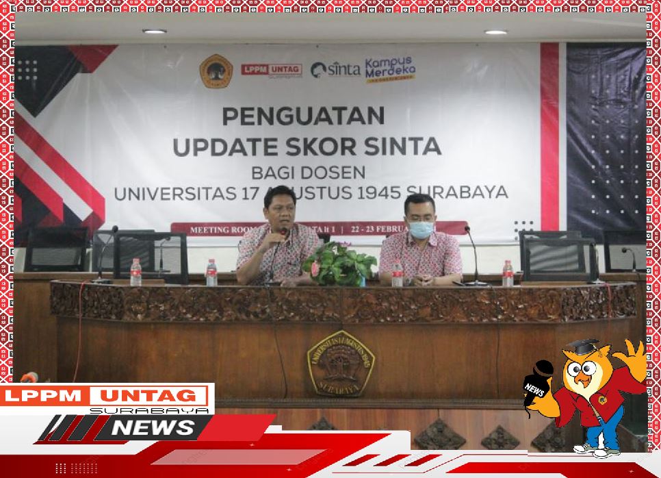 Ketua LPPM Untag Surabaya memberikan Sambutan dalam Penguatan Update Skor Sinta