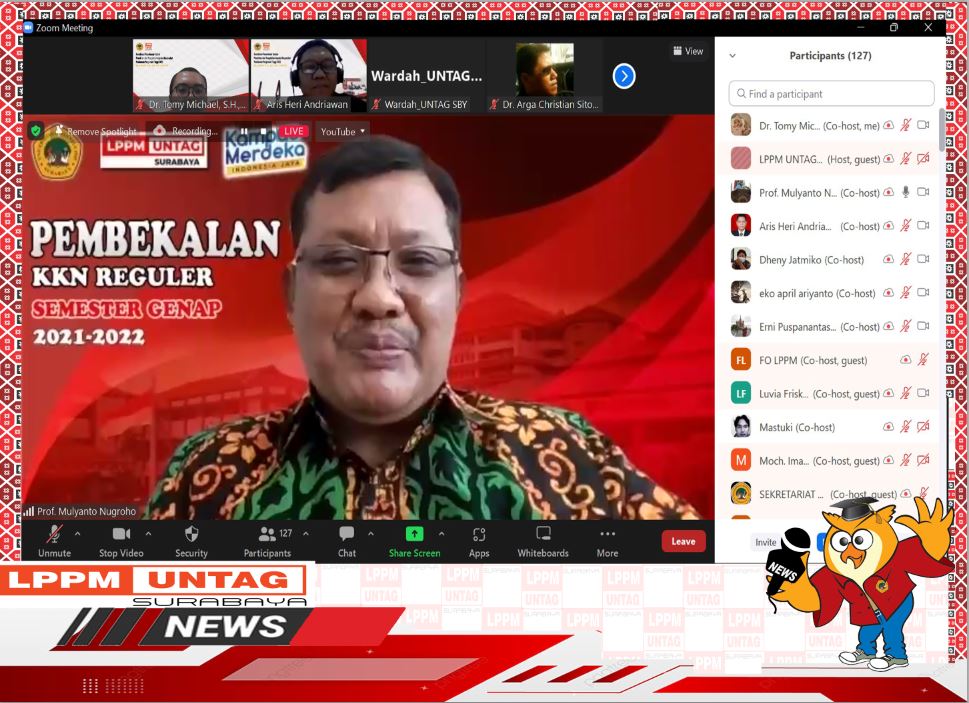 Prof. Dr. Mulyanto Nugroho, M.M., CMA., CPA., memberikan Arahan dan Pengesahan Acara Sosialisasi Hibah Perguruan Tinggi Penelitian Dan Pengabdian Kepa