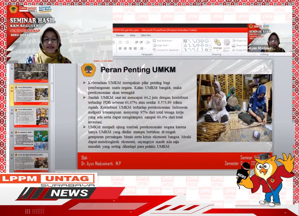 Dekan FISIP Universitas 17 Agustus 1945 Surabaya memberikan Materi Penguatan UMKM