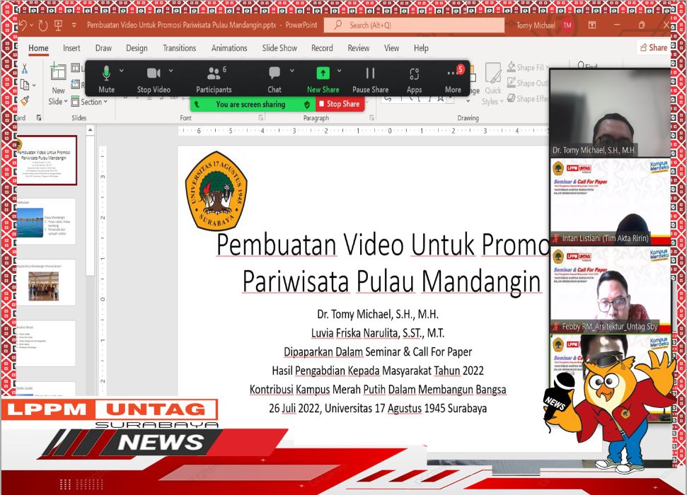 Kepala Pusat Publikasi Dan Kekayaan Intelektual LPPM untag memaparkan hasil pengabdian