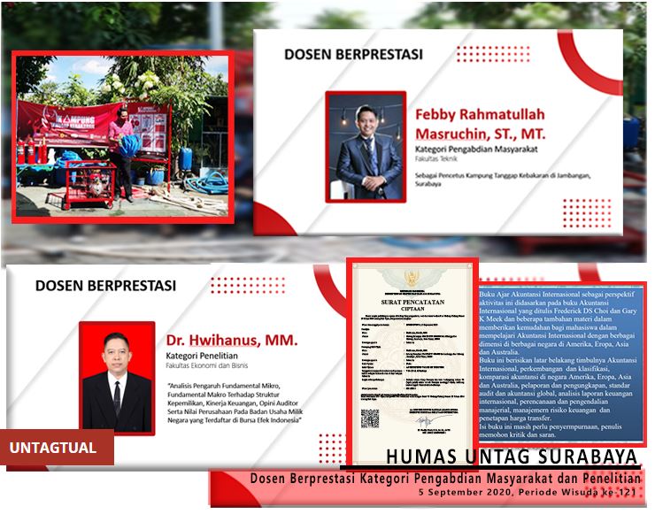 UNTAG SURABAYA BERIKAN PENGHARGAAN PADA 2 DOSEN BERPRESTASI
