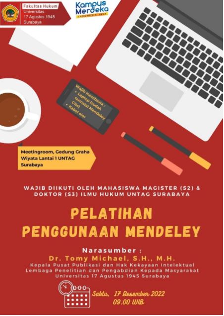 Pelatihan Penggunaan Mendeley oleh Kepala Pusat Publikasi Dan Kekayaan Intelektual LPPM Untag Surabaya