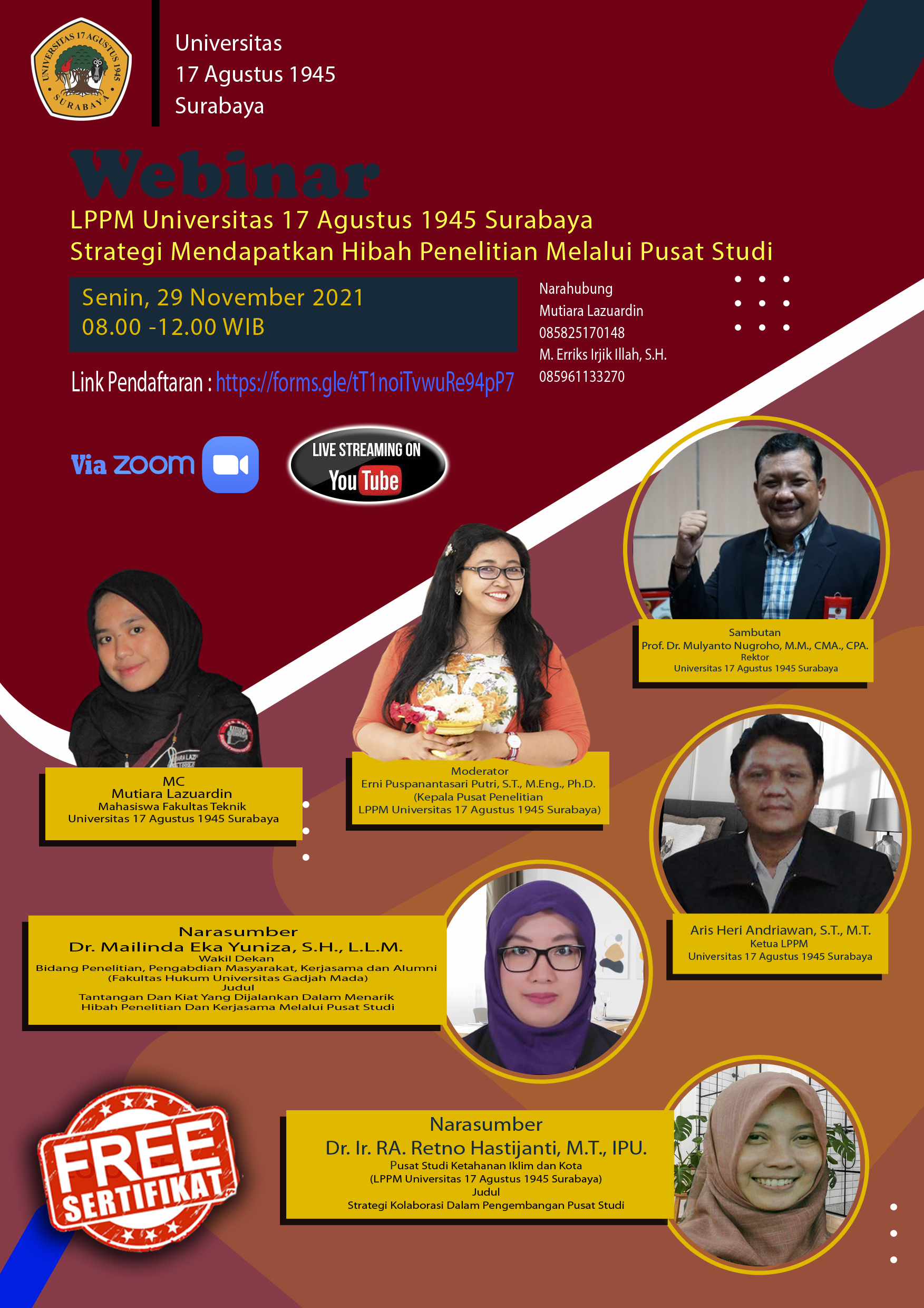 Webinar Strategi Mendapatkan Hibah Penelitian Melalui Pusat Studi